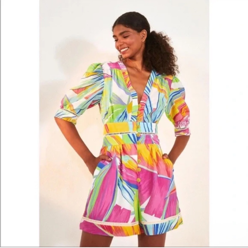 FARM Rio Multicolor Leaf Print Romper